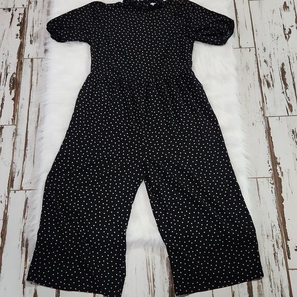 ASOS Women's short sleeve mock neck oversized jumpsuit black pink dots size 6 - Picture 4 of 8